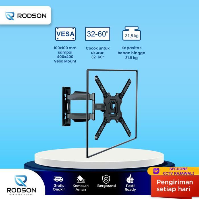 Terlaris Bracket TV LED LCD Rodson R4 32 - 60 Inch Tilt Swivel Kualitas NB P4 Ready Gosend Bandung