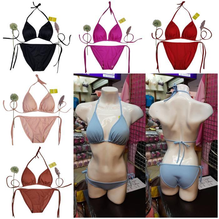 Bikini Swimsuit Tali Samping Warna Polos Seksi Terlaris