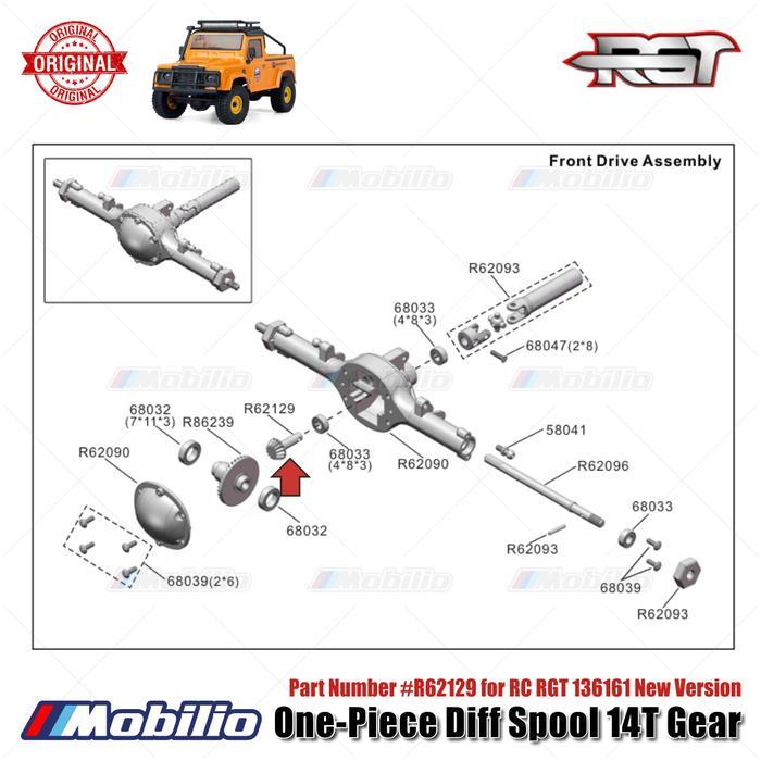 Rgt Part #R62129 One-Piece Diff Spool 14T Gear For Rc Rgt 136161 New Version
