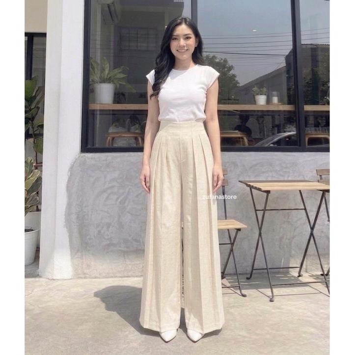 Lavie Pants - Culote Palazzo Highwaist Celana Panjang Wanita Kulot Jumbo - Celana Kantor Formal