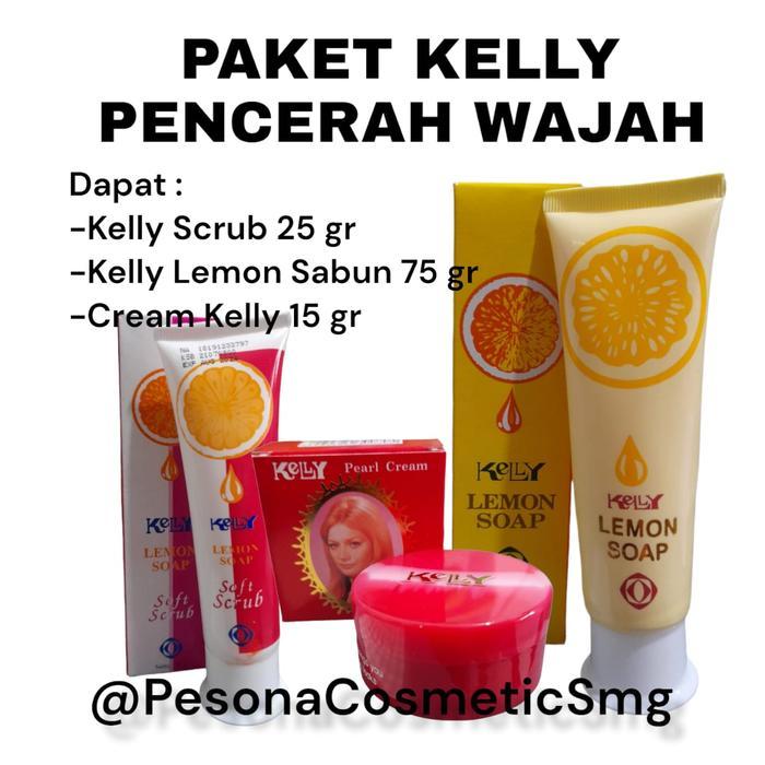 PAKET PENCERAH LEVEL 1, PAKET KELLY SABUN KELLY LEMON, CREAM KELLY, KELLY SCRUB