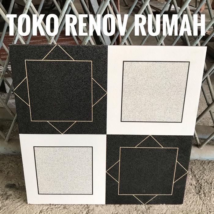 TERBARU Keramik lantai 40x40 putih motif/ keramik hitam motif/ keramik garasi