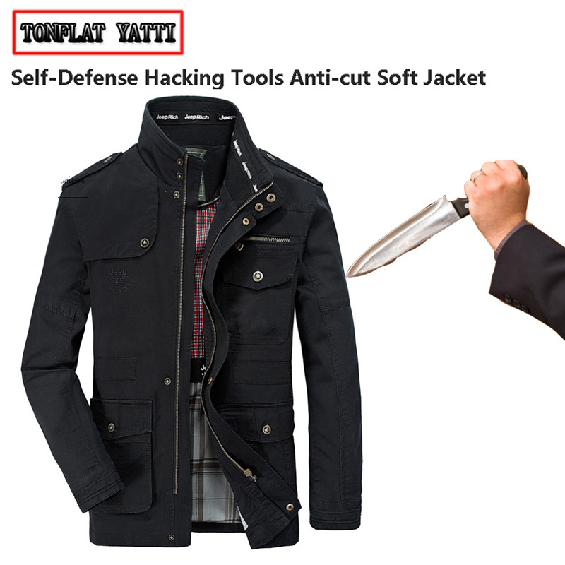City Leisure Stab-Resistant Cut-Resistant Men Jacket Invisible Soft Lightweight Plus Size Safety Fbi