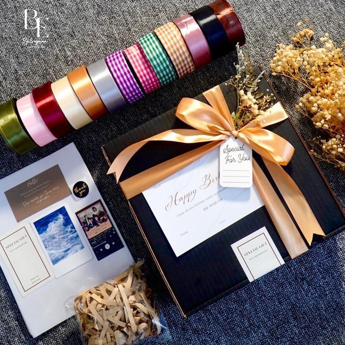 Dufawashop1 - Box Hampers Gift Box Kotak Kado Ulang Tahun Kardus Hitam Cokelat Rustic Aesthetic