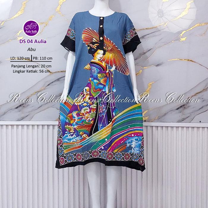 Terlaris Batik Aulia Daster 04 Batik Print Daster Lengan Pendek Di Bawah Lutut Kancing Depan Busui 1