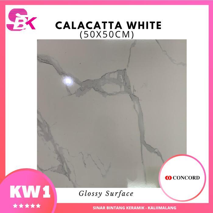 KERAMIK LANTAI RECTIFED 50X50 CALACATTA WHITE