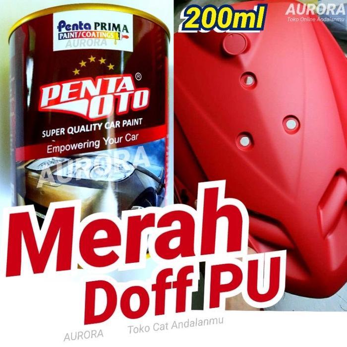 Cat semprot PU merah doff 200ml untuk sepeda motor dan mobil, hasil akhir matte