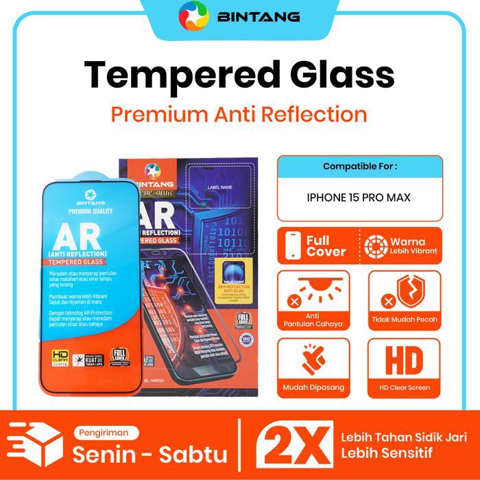 BINTANG Tempered Glass Anti Reflection Screen Protector Fullcover For iPhone 15 PRO MAX