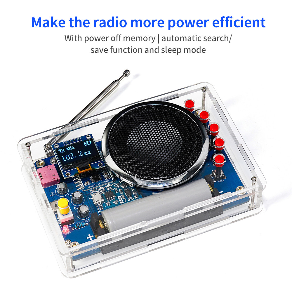 Multifunction FM Radio DIY Kit RDA5807 Radio Module 87-108MHz Adjustable Frequency Radio DIY with