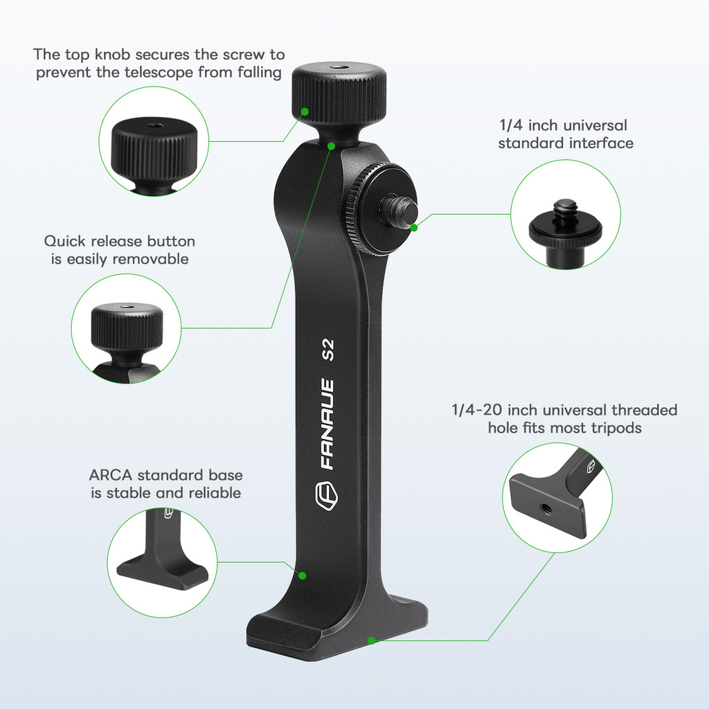 FANAUE Binoculars Tripod Adapter 1/4-20 Converter Mounting Bracket, Aluminum Alloy Quick-Release