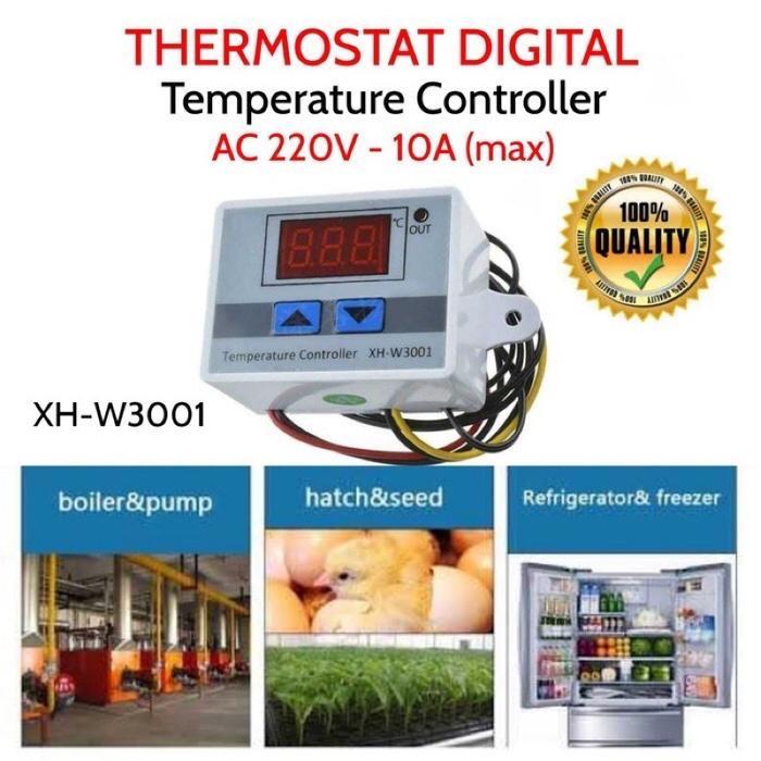 Termostat Digital 220V Termostat W3001 AC Untuk Mesin Tetas