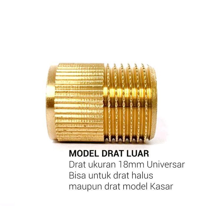 Konektor Sambungan drat dalam 14mm ke drat luar 18mm Kuningan