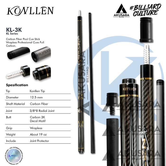 Konllen 3K Carbon Fiber Cue Stick Billiard