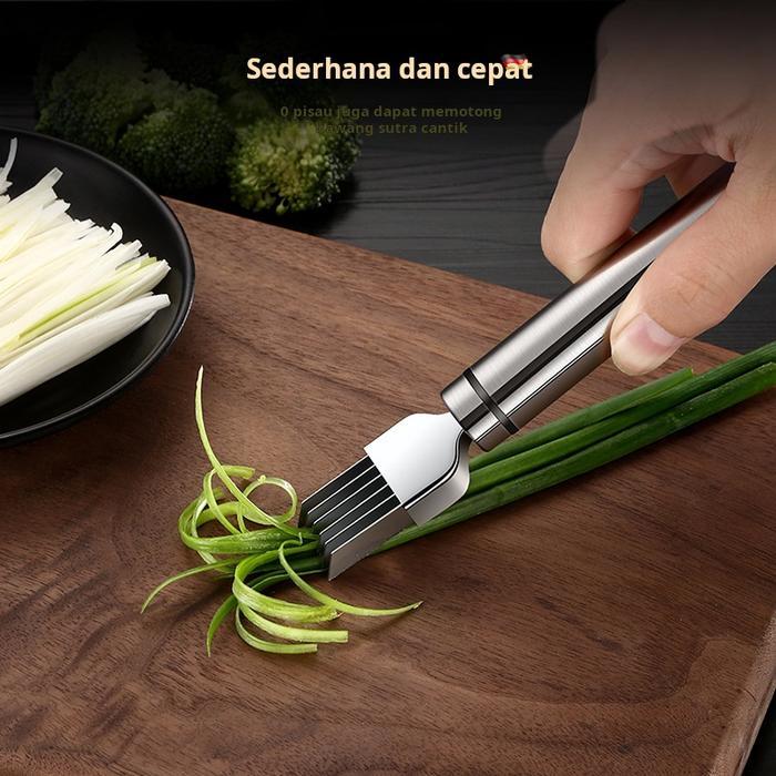 Pemotong bawang multifungsi dapur, pemotong bawang stainless steel 304, parutan, pemotong bawang