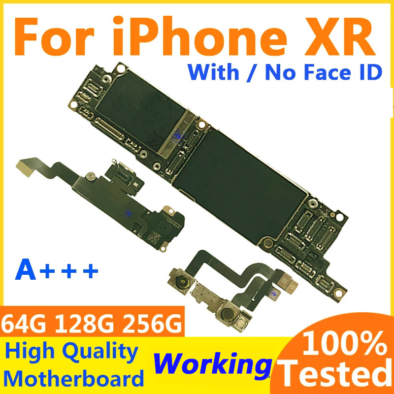 Unlocked Motherboard For iPhone Xr With Face ID Logic Board Supdate IOS System Clean iCloud 64GB