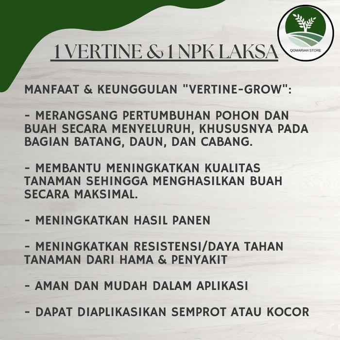 PAKET PUPUK PADI BERKUALITAS - VERTINE+NPK LAKSA 500ML Pupuk Npk cair untuk melebatkan anakan padi