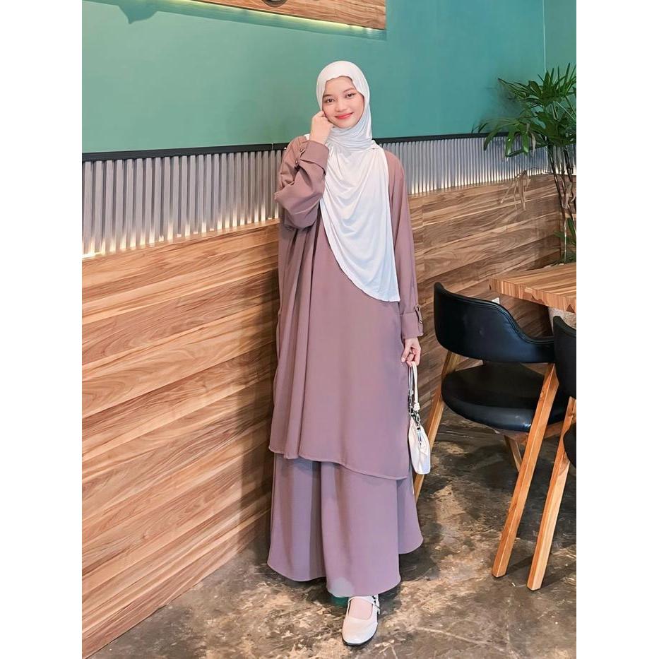 Promo Ufaira Collection~X.Nurul Fitria Almeera Setelan Terbaru~ Bahan Shabrina Anti Uv One Set