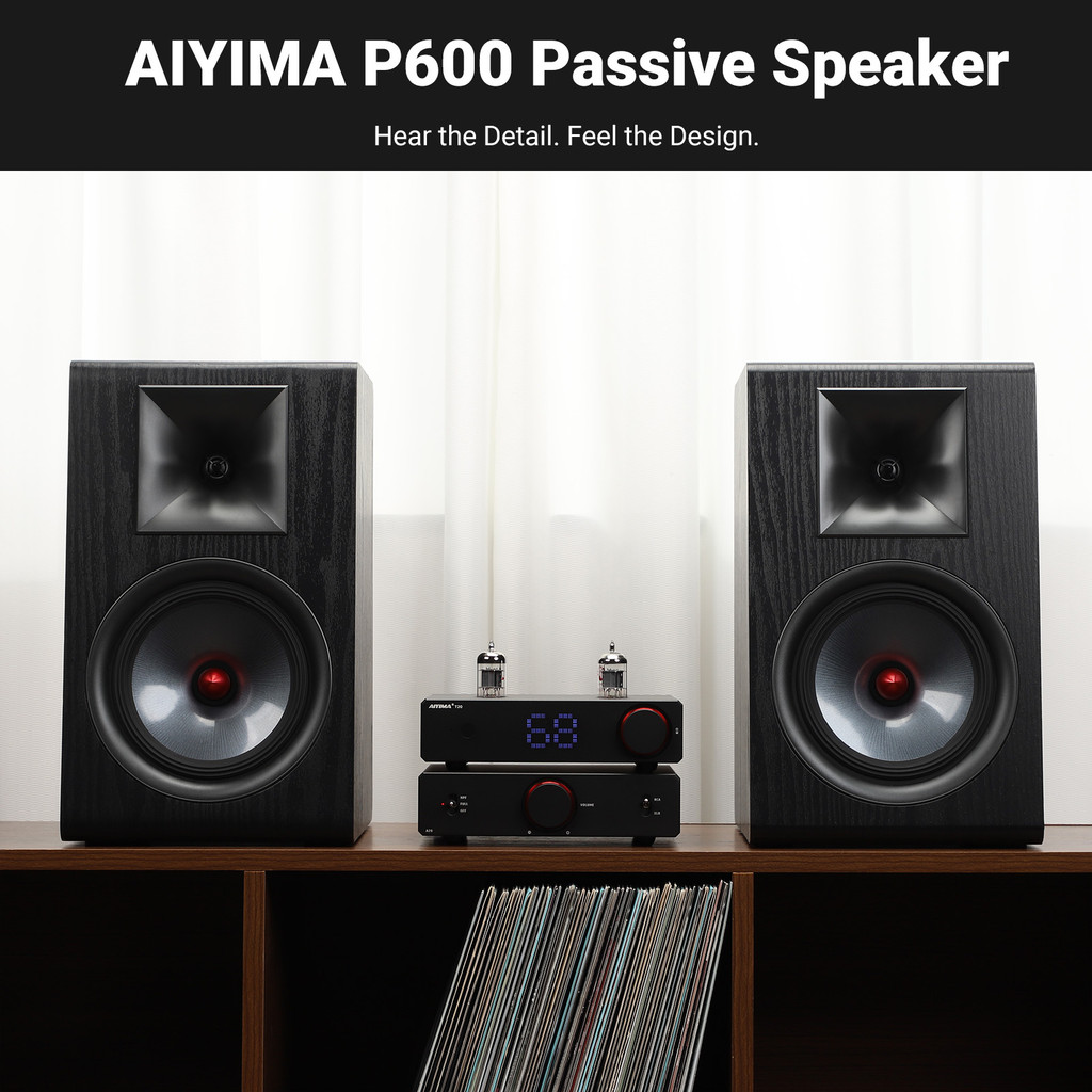 AIYIMA Upgraded P600 6.5 Inch Passive Speaker Wood Carbon Fiber Woofer Silk Bookshelf Speaker for