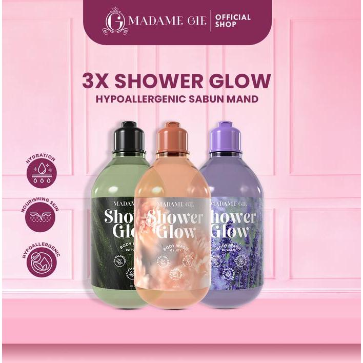TERLARIS BUNDLE 3 PCS Madame Gie Shower Glow - Hypoallergenic Sabun Mandi Soap Cair