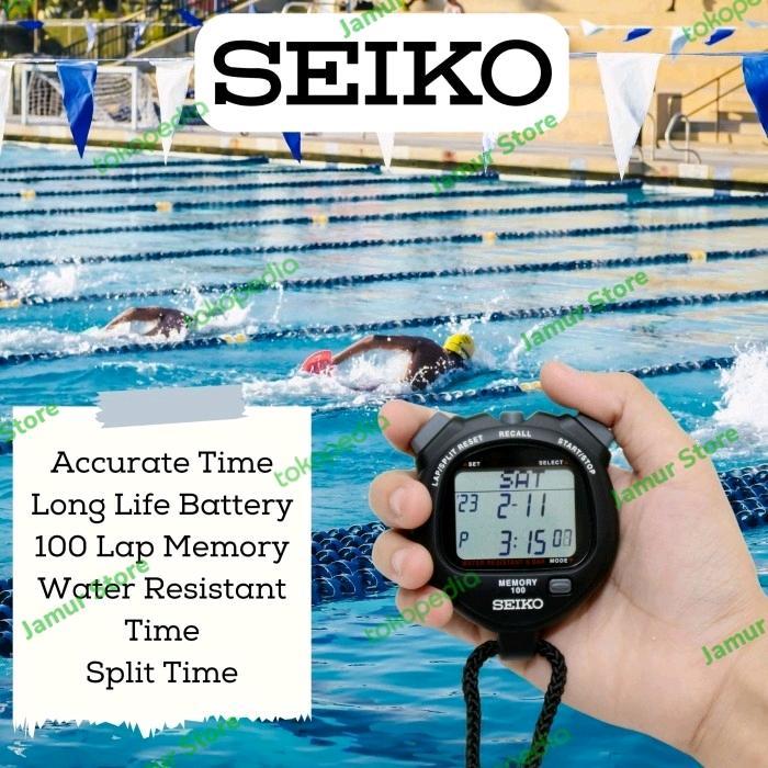 Stopwatch Seiko 100 Lap Memory Seiko Stopwatch S23601 Hitam Outdoor Diskon Sale