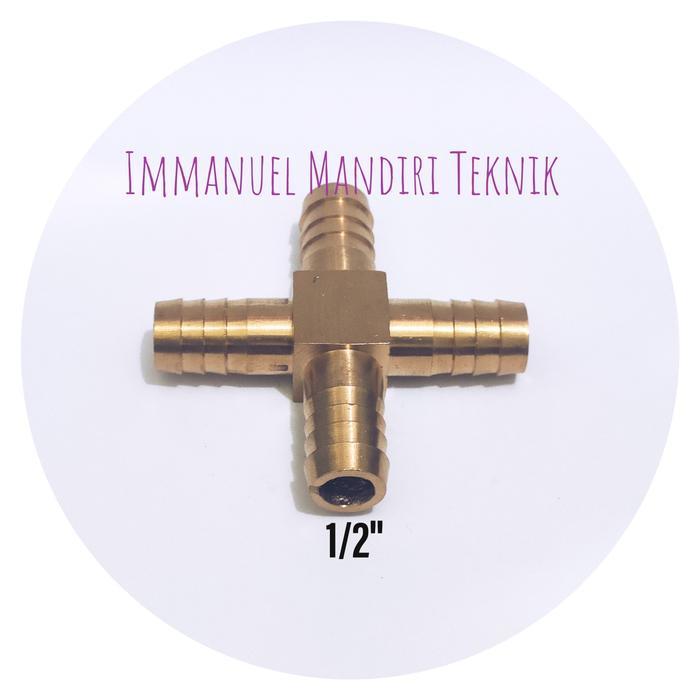 Sambungan Selang Cabang 4 Ukuran 1/2 Inci Bahan Kuningan - Hose Connector