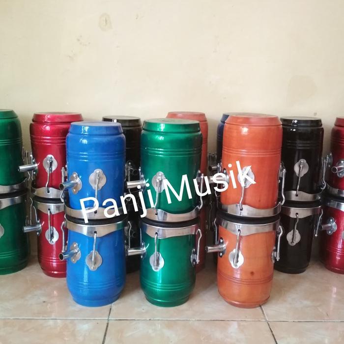 Kendang gendang kempul mini kulit hitam stand