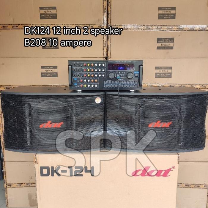 1 Set Paket Karaoke DAT Speaker Pasif DK124 12 inch Amplifier B208 Microphone - DK124+B208