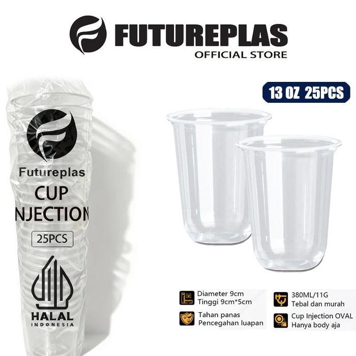 Futureplas Cup Injection Flat 500ml 17oz / Gelas Plastik Cup / Bahan PP Cup PP Injection-25 Pcs - CU