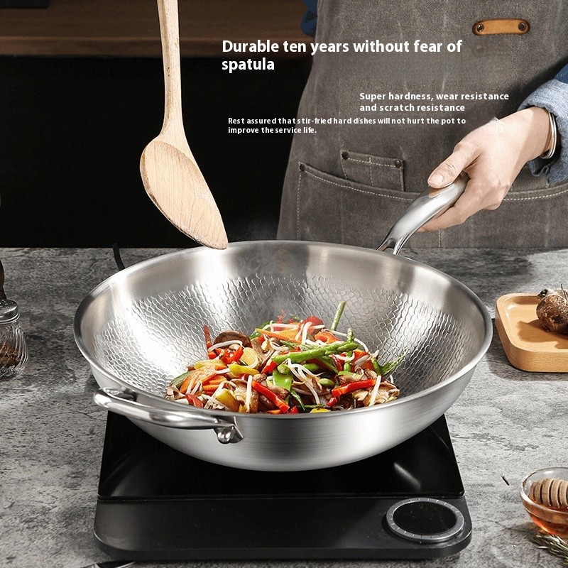  Kengqiang PureTitanium Frying Pan Uncoated Non Stick Pan Fish Scale Hammer Pattern Titanium