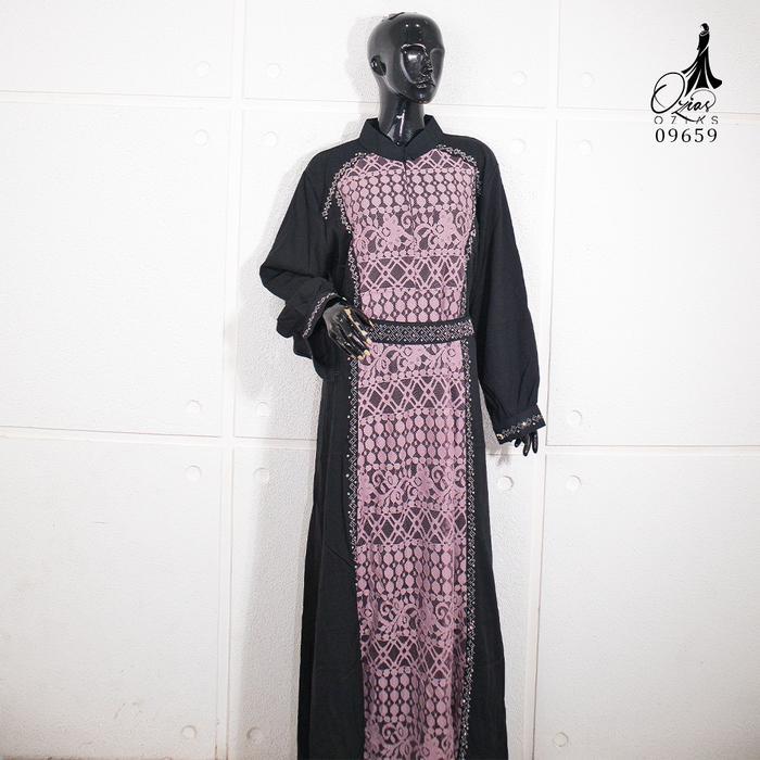 GAMIS OZIAS JETBLACK 09659 LD 120 I Gamis Fashion Muslimah I Abaya Lebaran Dress Hitam - lilac