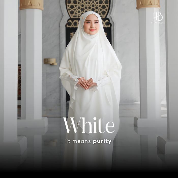 Hijaberlin - Maryam Dress White Set Khimar FK Mazen Anti UV Gamis Syar i Haji & Umroh - Allsize Whit