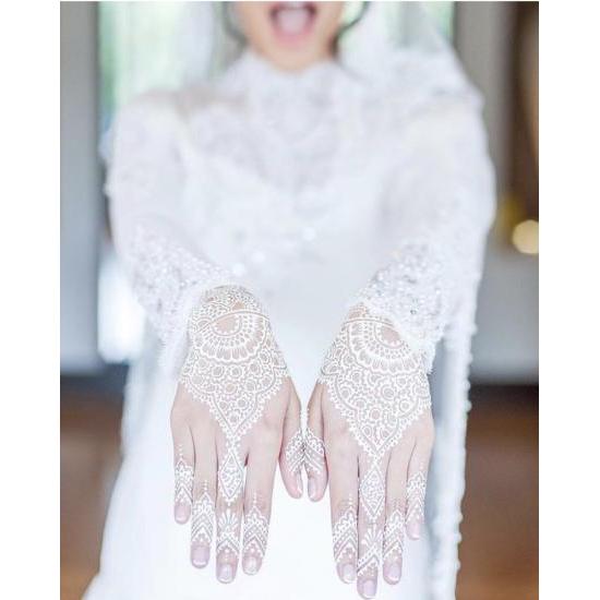 Yang baru Bride Tattoo Henna Pengantin Putih Hena Instan Sticker Hena Tattoo Waterproof Stiker Henna