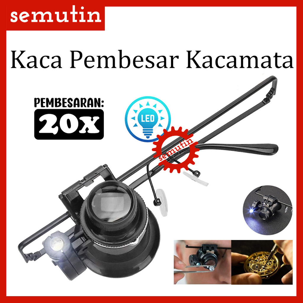 Pembesar Kaca Eye Loop LED 20X AL09 SM / Light Kacamata Glasses Type Watch Repair Magnifier / Alat S