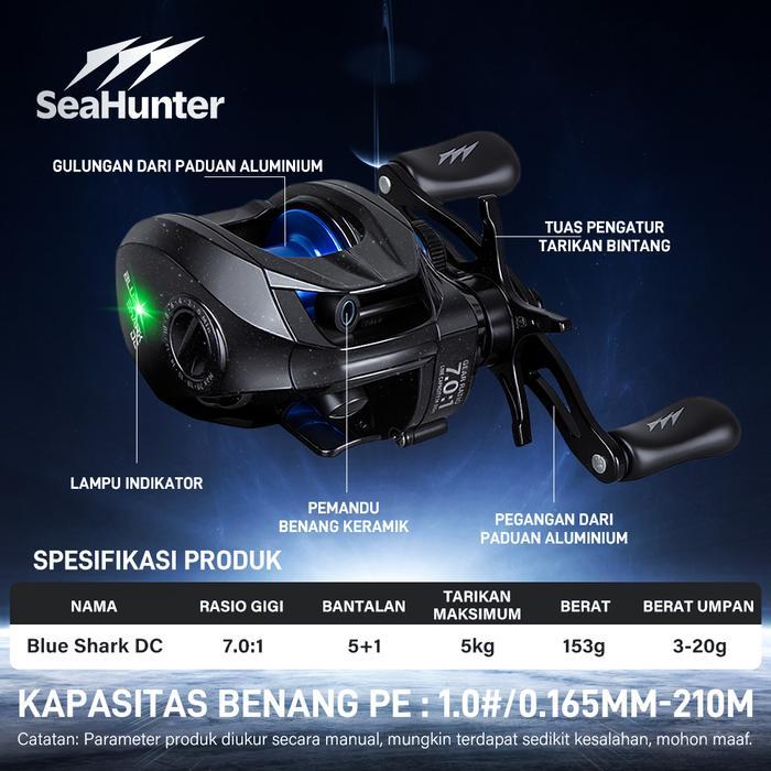 Lumire// [Official] Seahunter Blue Shark Dc Baitcasting Reel Pancing, Digital Control Anti Backlash