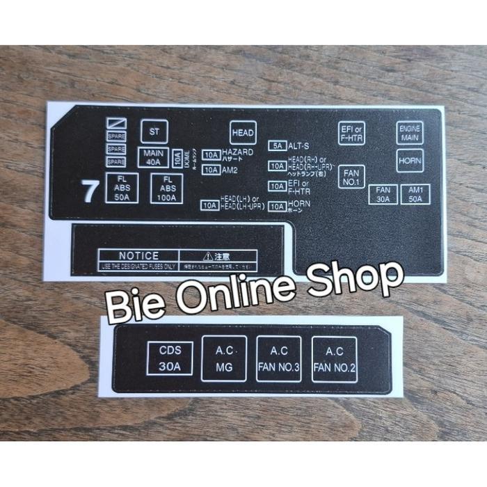 Sticker Box Sikring / Fuse Box Toyota All New Corolla Ae111 Ae112
