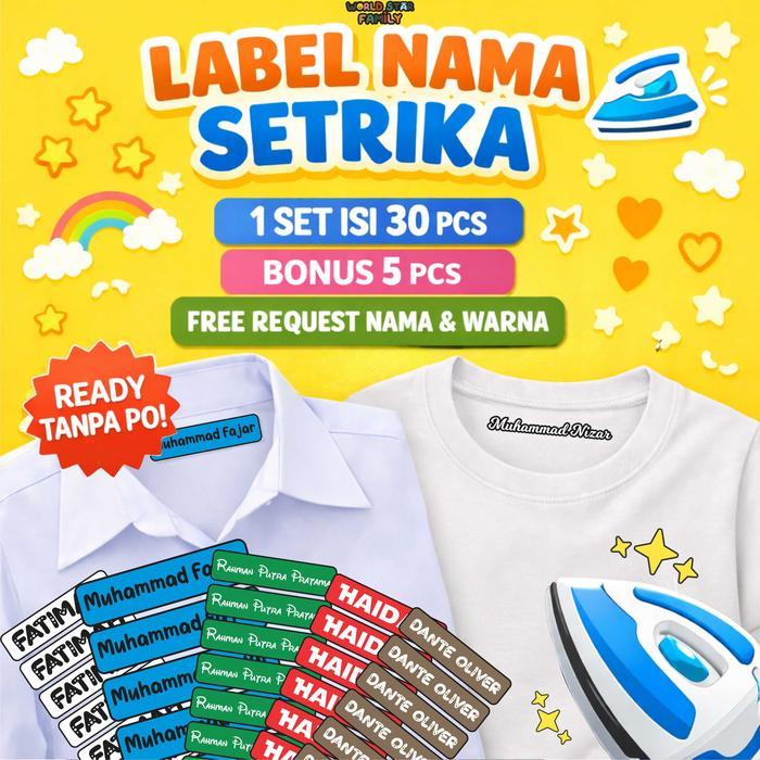 TERMURAH WSF GRATIS CUSTOM NAMA STIKER KAIN LABEL NAMA BAJU ANAK SEKOLAH LABEL NAMA SERAGAM