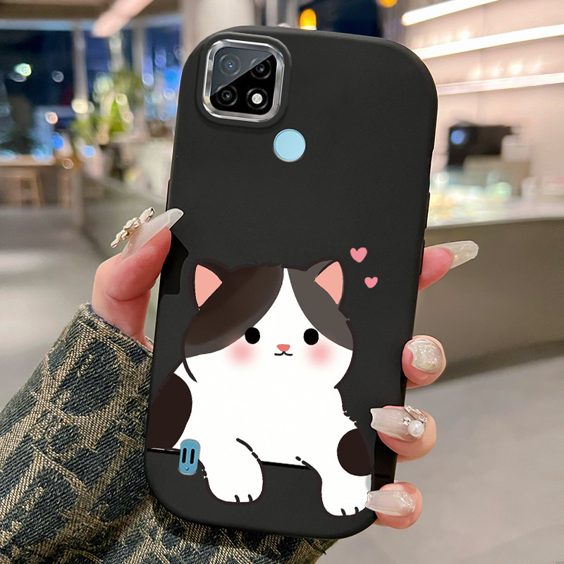 Casing Hp Untuk Realme C21 C21Y C25Y C20 C20A C11 2021 Case Kucing Sapi Pipi Merah Gaya Cream Kasing