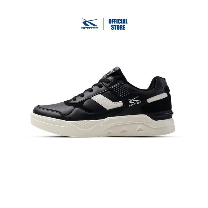 SPOTEC Sneakers Arena Sepatu Sneakers Pria Wanita - 1044 - Hitam/Putih Tulang, 37