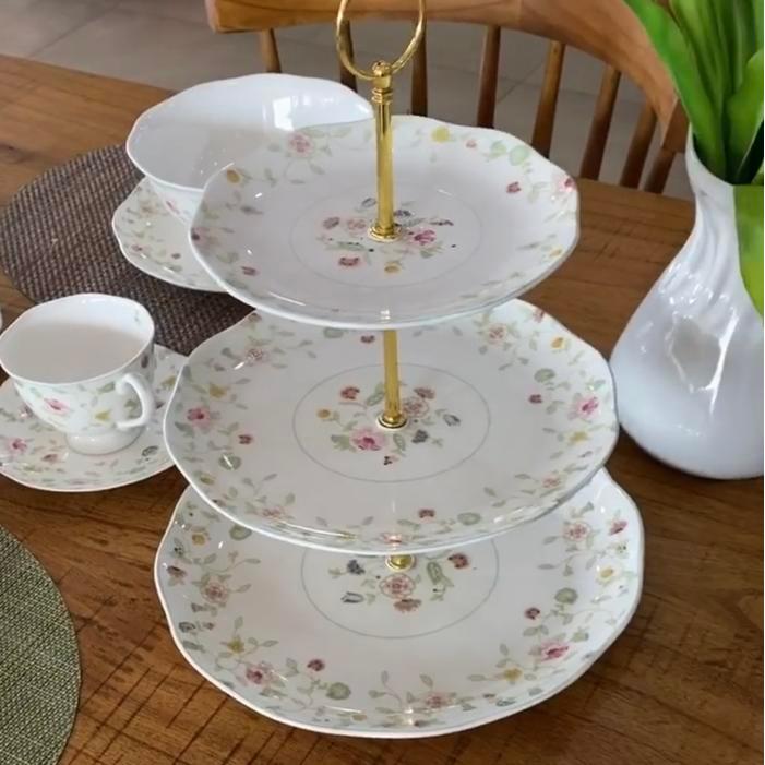 Michelle 3 Tier Cake Stand Tempat Kue St Saint James Ceramic Tableware