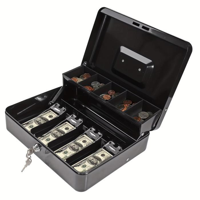 Kotak Uang Drawer Kasir Portable Coin Ukuran Besar Toko Minimarket Retail - Hitam