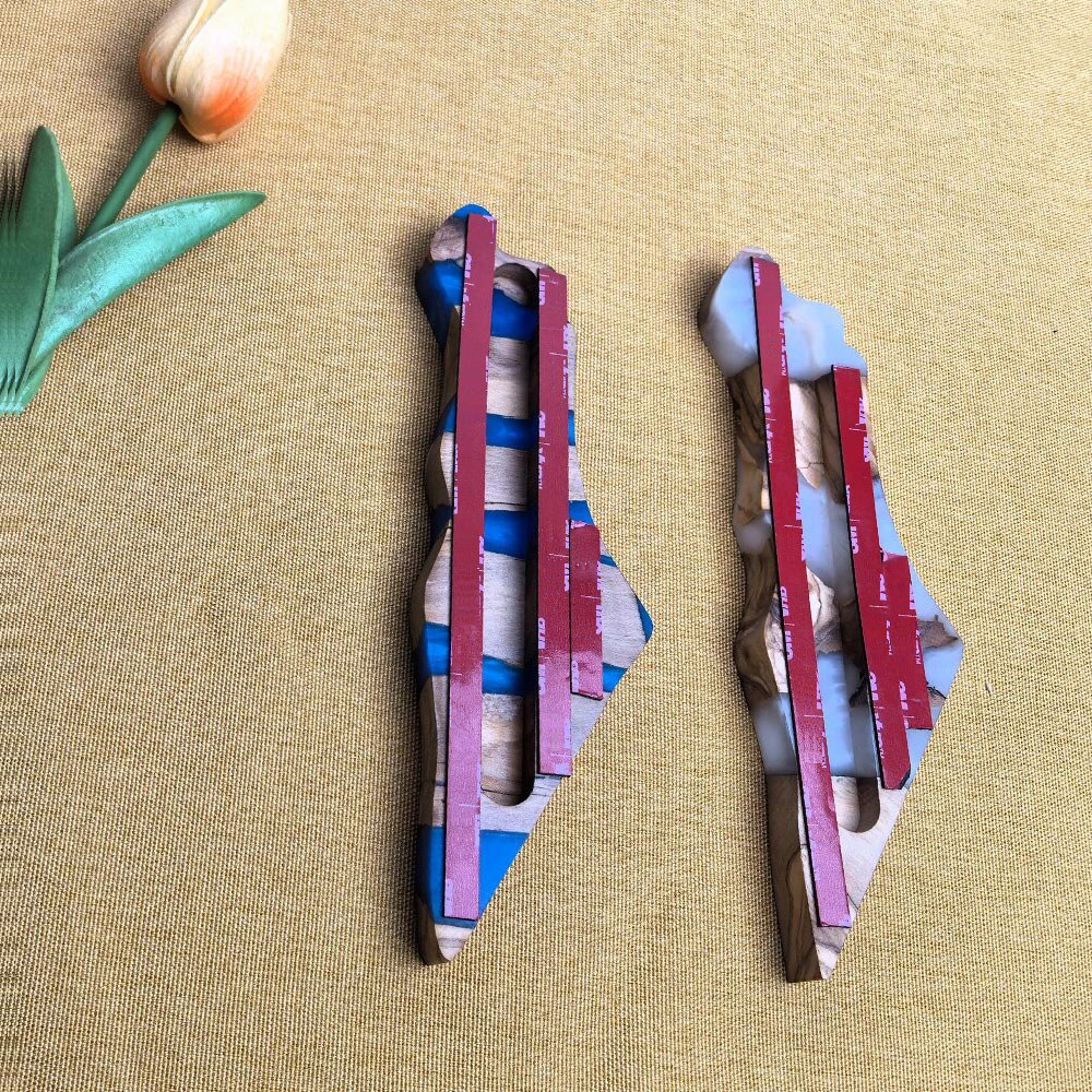 Israel Map Mezuzah Case Epoxy Resin With Olive Wood Mezuzah case Judaism Mezuzah Holy Shema Blessing