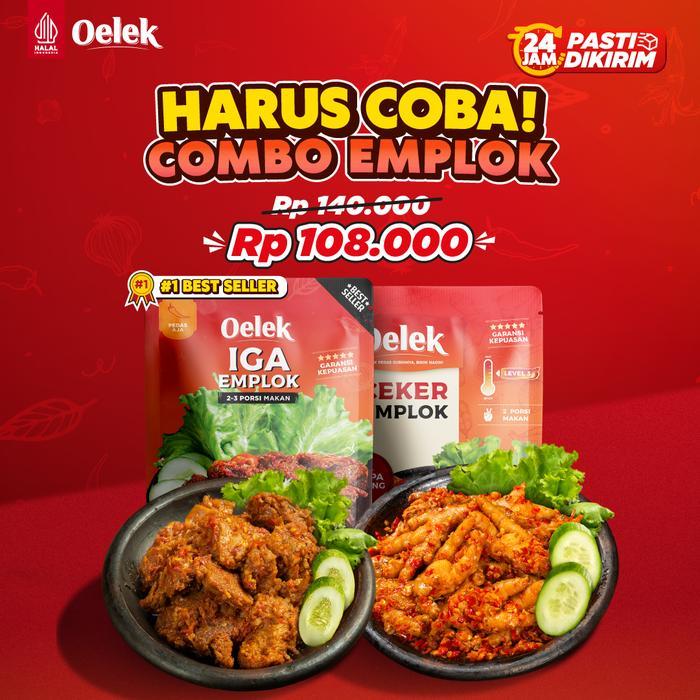 SIAPKIRIM Oelek Paket 2 Lauk Iga & Ceker Emplok Tanpa Tulang 200gr/ Ceker Mercon Pedas / Iga Emplok