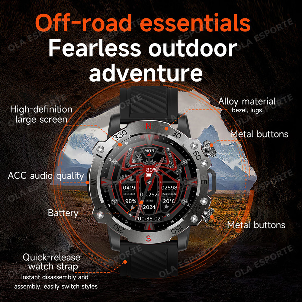 GPS Smart Watch 5ATM Waterproof Built-in Dual-band GNSS GPS Motion trajectory Military Sport