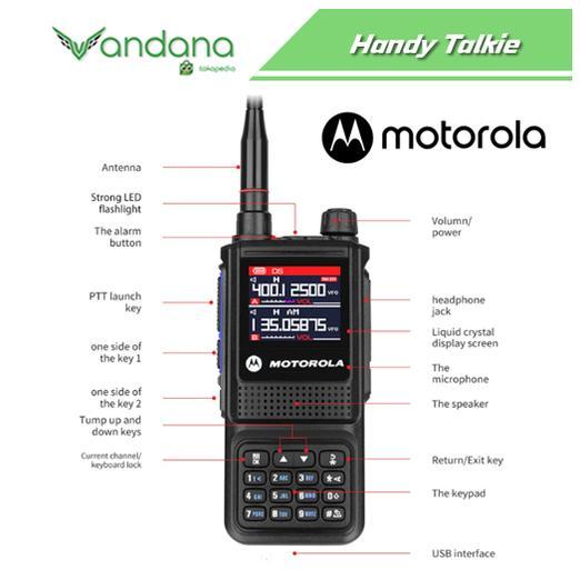 Walkie Talkie Ht Motorola Gp338 Plus 15W, Jangkauan Hingga 20 Km, Tahan Air Ip54, Baterai 6800Mah,