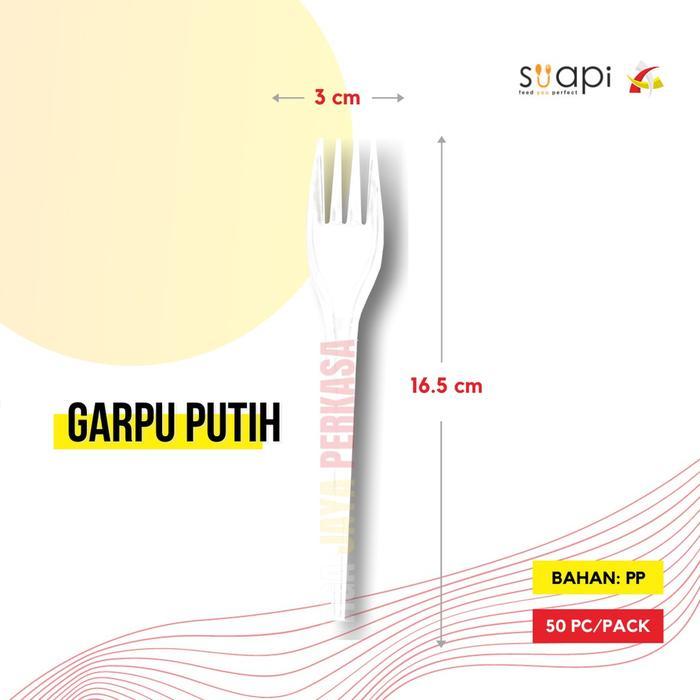 Garpu Makan Suapi / Garpu Plastik Suapi / Garpu Suapi Putih. @100 Pcs