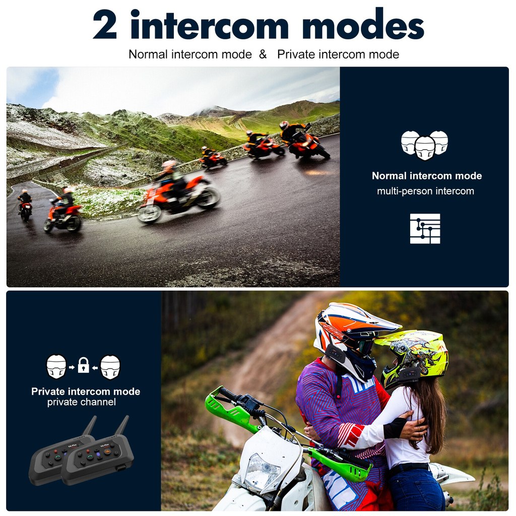 XINOWY V6 Plus Motorcycle Helmet Bluetooth Headset Intercom 1200M Interphone Communicator Waterproof