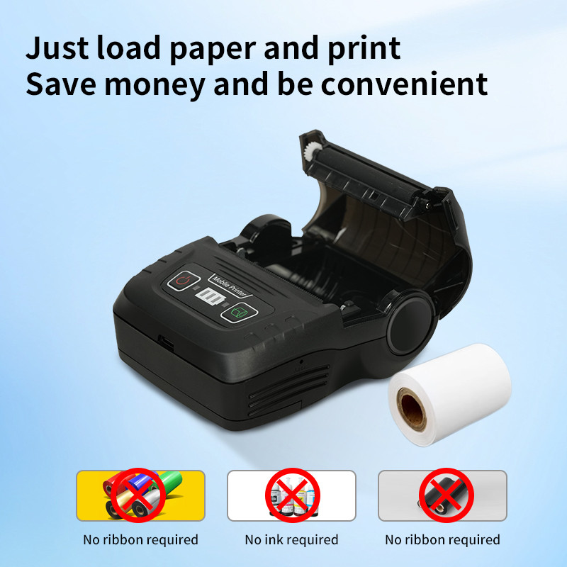 HZTZ mini label printer portable handheld thermal printer mini barcode QR code sticker receipt