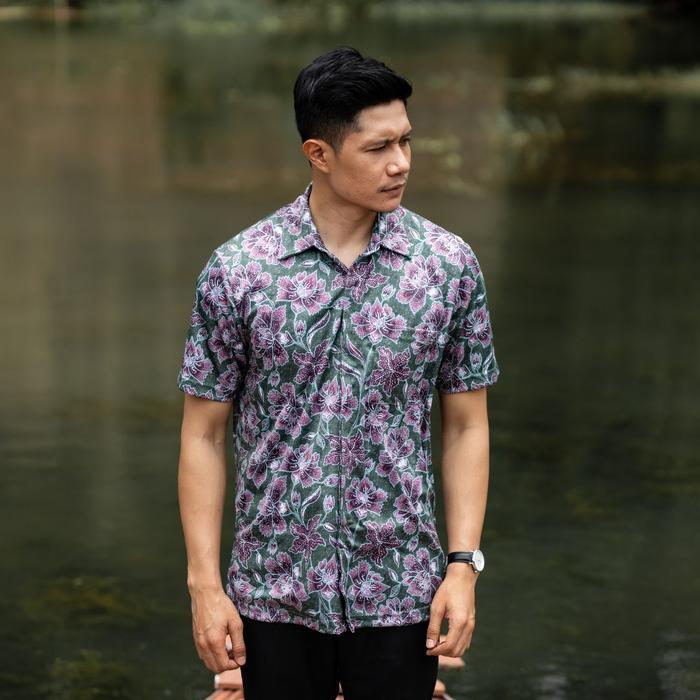 Batik Lengan Pendek Kemeja Batik Lengan Pendek - Magani Nosweat - Fountain Bloom - XS Pendek - Magan