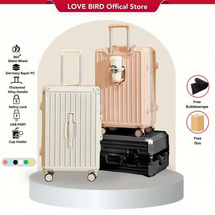 DISKON Love bird Tempat gelas multifungsi berkapasitas besar, koper paduan aluminium 24 inch koper