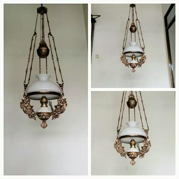 Lampu Gantung Kerek Batawi Jawa antik Kuno Ring Diameter Kaca r 28 cm